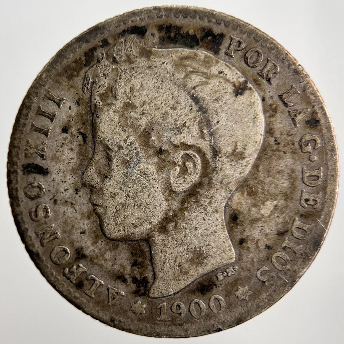 1900 Spain 1 Una Peseta Silver Coin | Collectable Grade | a2306