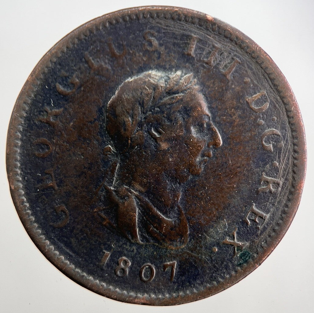 1807 George 3rd III Half-Penny British Coin | Collectable Grade | a7524