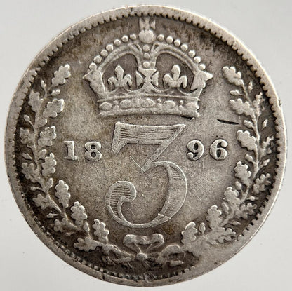 1896 Victoria Threepence | British Silver Coin | Collectable Grade | a1727
