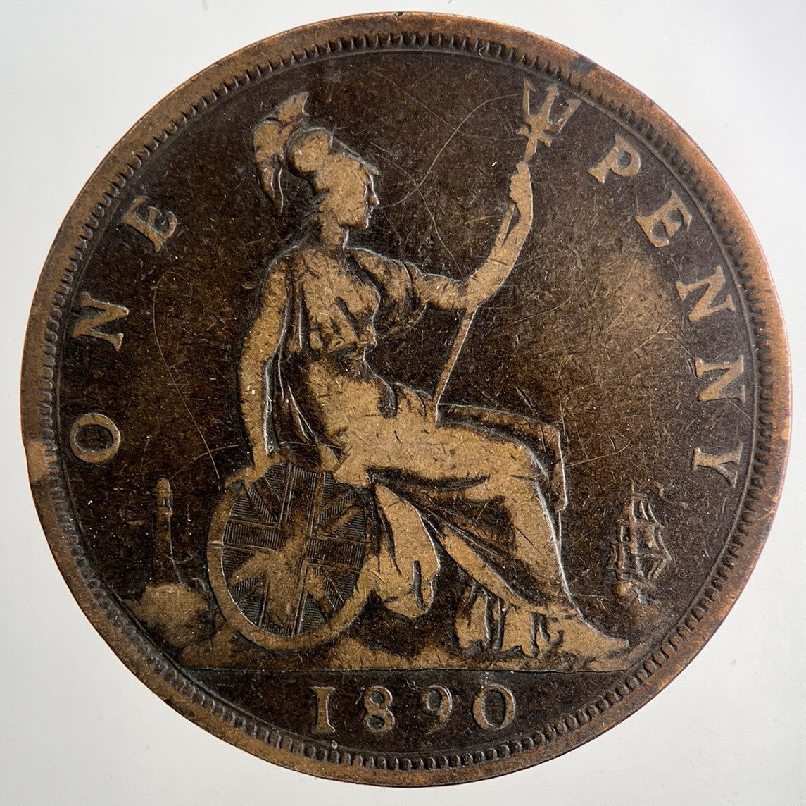 1890 Victoria One Penny Coin | Fine Collectable Grade | a9447