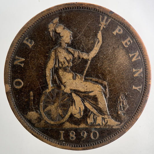1890 Victoria One Penny Coin | Fine Collectable Grade | a9447