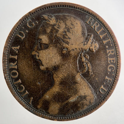 1890 Victoria One Penny Coin | Fine Collectable Grade | a9447