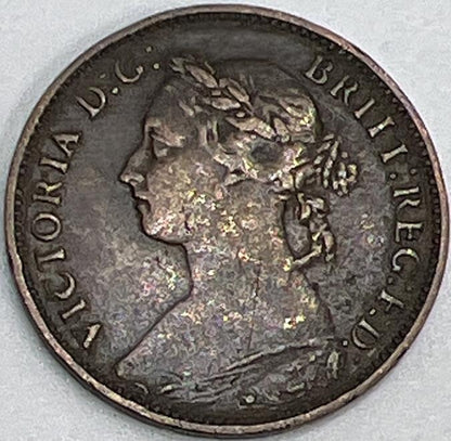 1886 Farthing | British Copper Coin | Queen Victoria | Fine Grade | a438