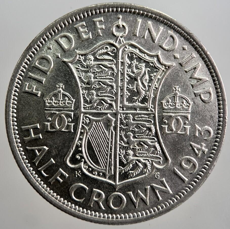 1943 George VI Half-Crown Silver Coin | Fine Collectable Grade | a8072