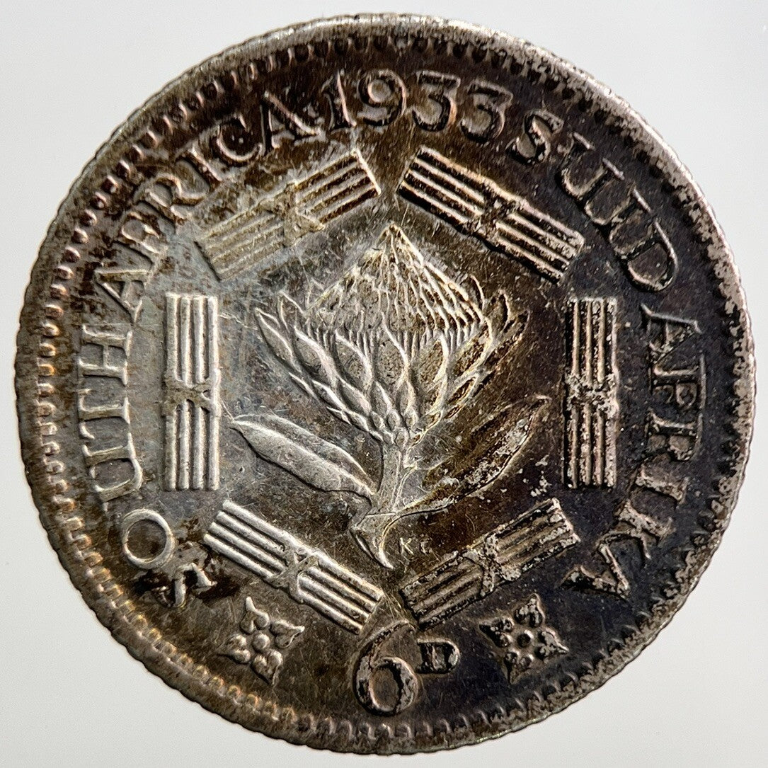 1933 South Africa Sixpence Silver Coin | Fine Collectable Grade