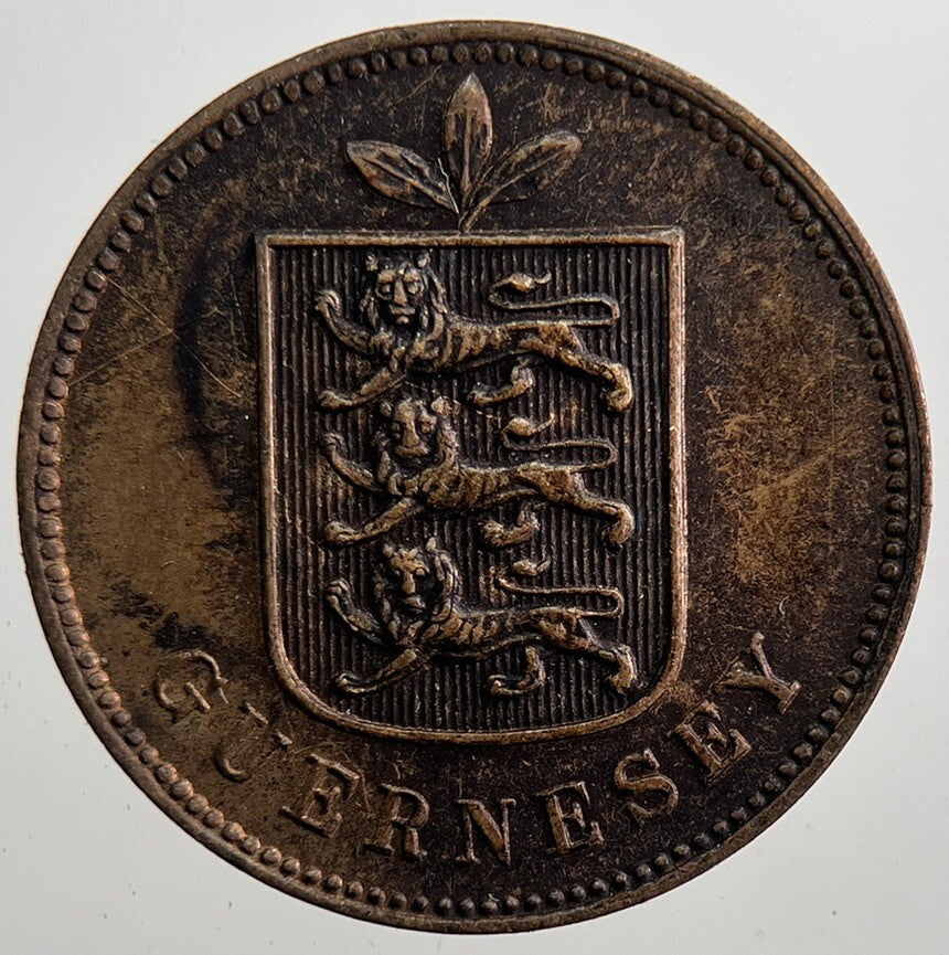 1893 Guernsey 1 One Double Coin | Fine Collectable Grade | a7487