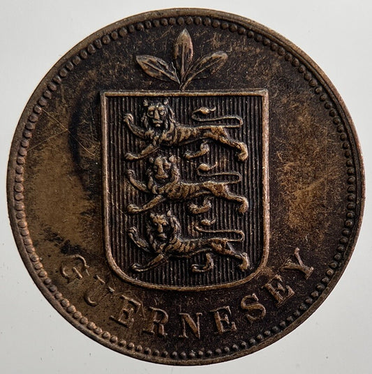 1893 Guernsey 1 One Double Coin | Fine Collectable Grade | a7487