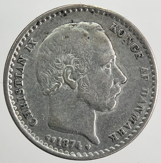 1874 Denmark 25 Ore Silver Coin | Fine Collectable Grade | a6131