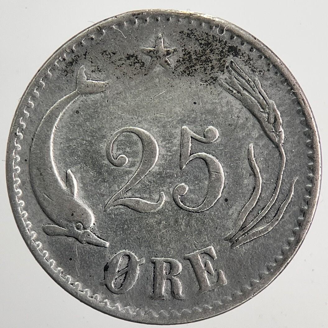 1874 Denmark 25 Ore Silver Coin | Fine Collectable Grade | a6131
