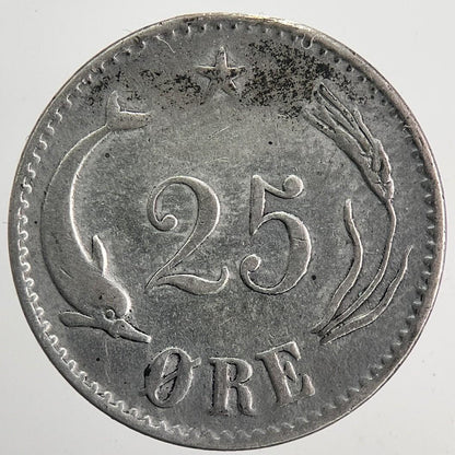 1874 Denmark 25 Ore Silver Coin | Fine Collectable Grade | a6131
