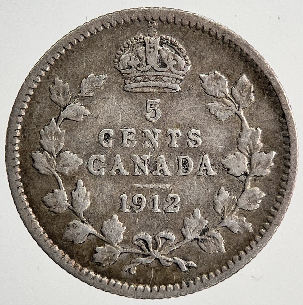1912 Canada 5 Cents Silver Coin | Fine Collectable Grade | a6387