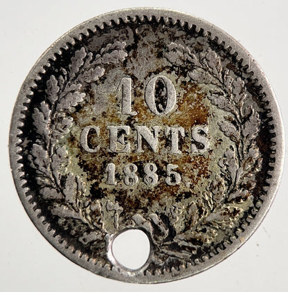 1885 Netherlands 10 Cents Silver Coin | Fine Collectable Grade | a9857
