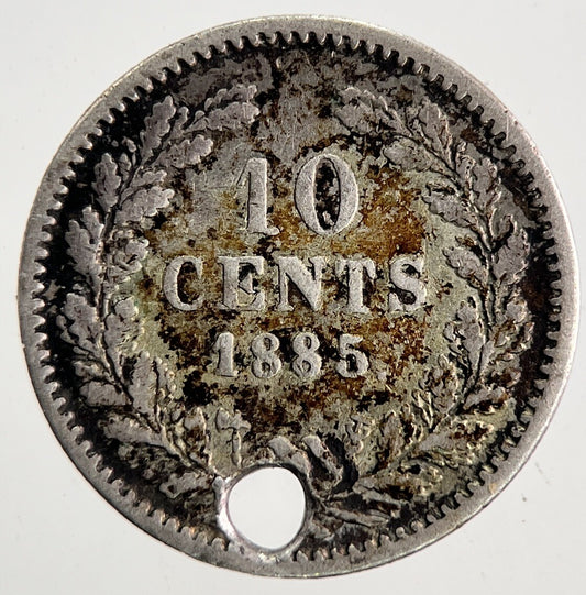 1885 Netherlands 10 Cents Silver Coin | Fine Collectable Grade | a9857