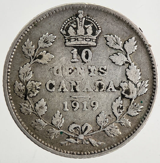 1919 Canada 10 Cents Silver Coin | Fine Collectable Grade | a9567