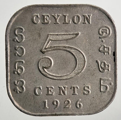 1926 Ceylon 5 Cents Sri Lanka Coin | Very High Grade