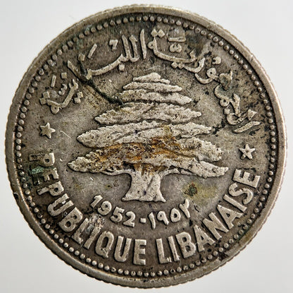 1952 Lebanon 50 Piastres Silver Coin | Fine Collectable Grade