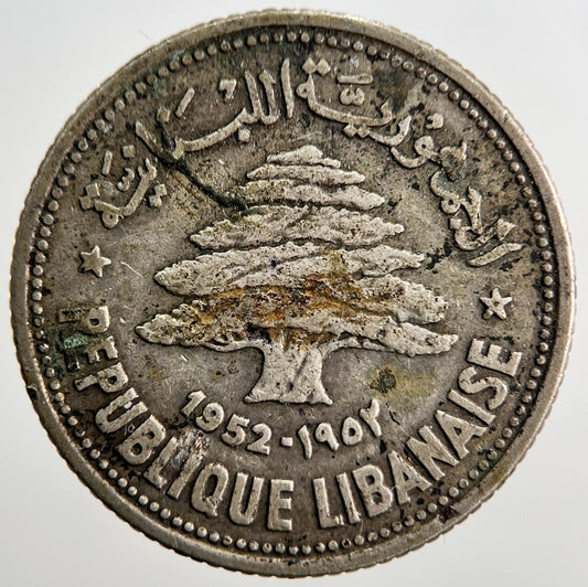 1952 Lebanon 50 Piastres Silver Coin | Fine Collectable Grade