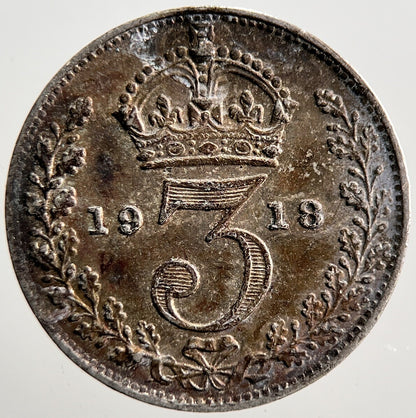 1918 George V Threepence Silver Coin | Very High Grade