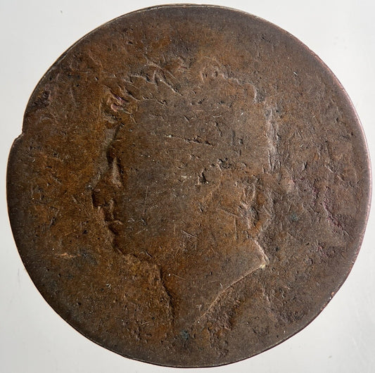1827 George IV Half-Penny Coin | Fair Grade | a9543