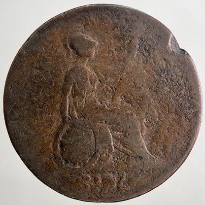 1827 George IV Half-Penny Coin | Fair Grade | a9543