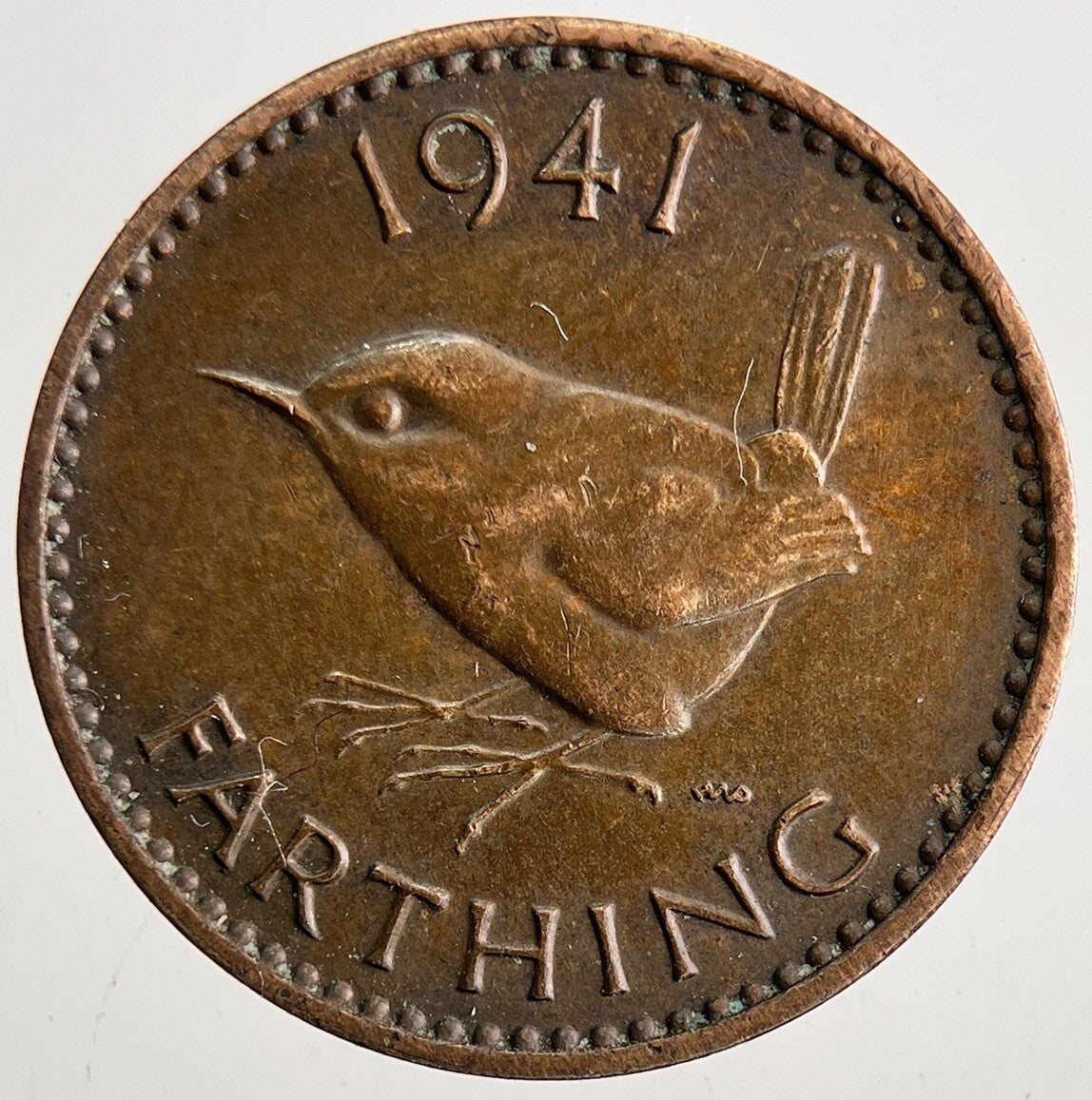 1941 George VI Wren Farthing Coin | Very High Grade | a9629