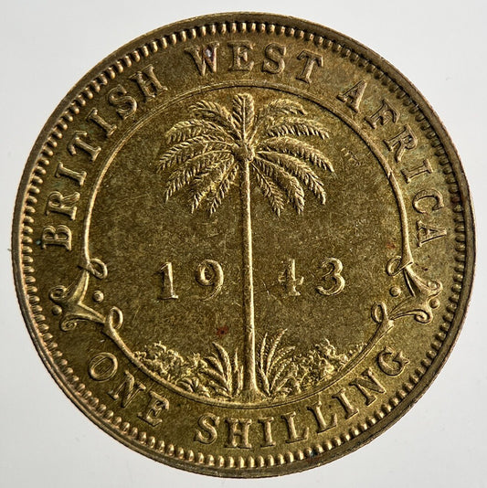 1943 British West Africa One Shilling Coin | Very Fine Grade | a9590