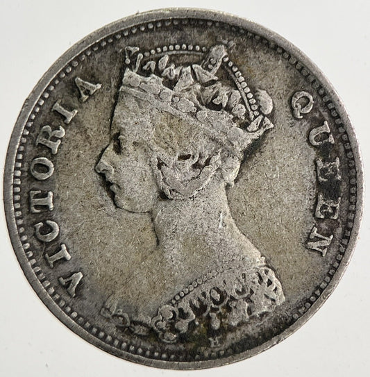 1900 Hong Kong 10 Cents Silver Coin | Fine Collectable Grade | a9597