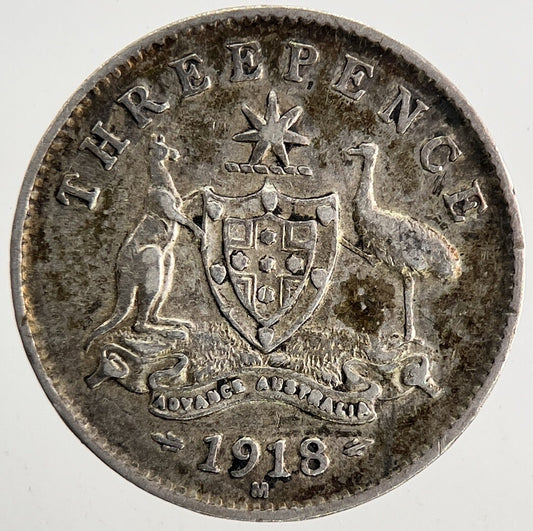 1918-M Australia Threepence Silver Coin | Very High Grade | a9570