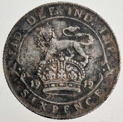 1919 George V Sixpence Silver Coin | Fine Collectable Grade | a9613