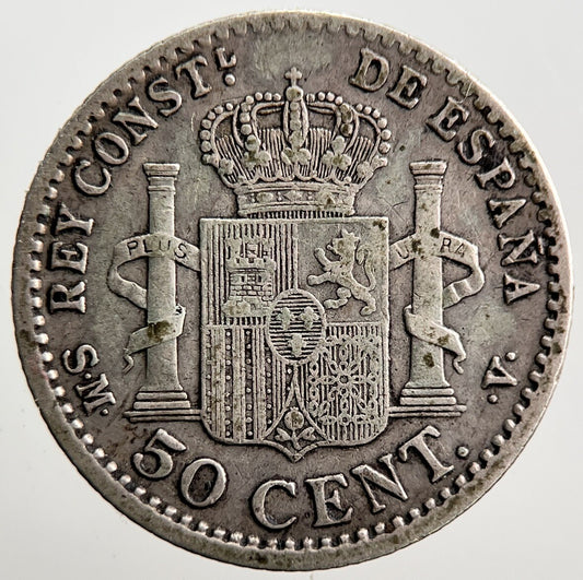1904 Spain 50 Centimos Cents Coin | Fine Collectable Grade
