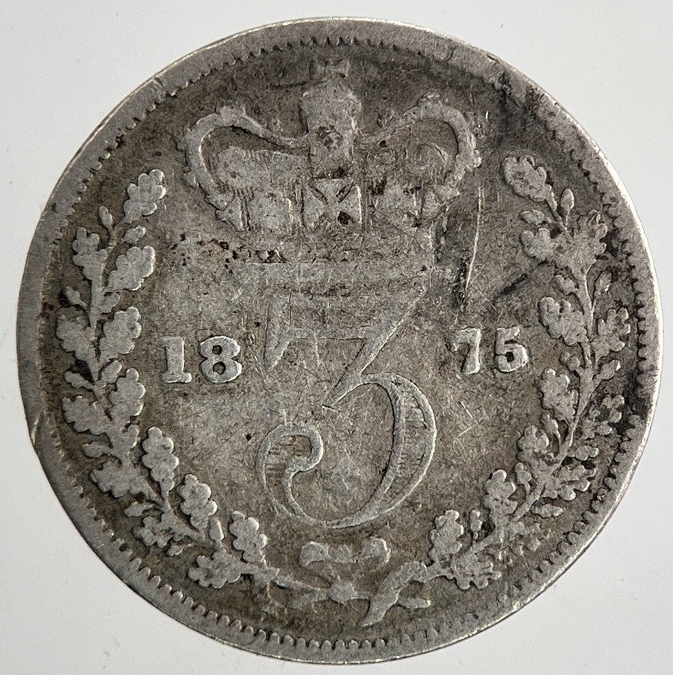 1875 Victoria Threepence Silver Coin | Fine Collectable Grade | a9561