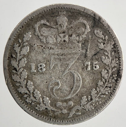 1875 Victoria Threepence Silver Coin | Fine Collectable Grade | a9561