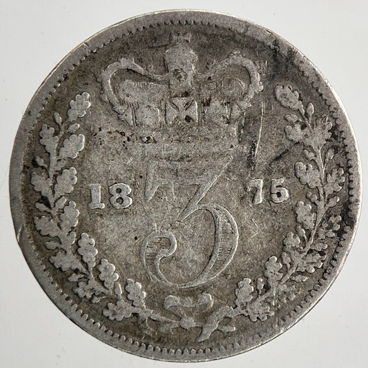 1875 Victoria Threepence Silver Coin | Fine Collectable Grade | a9561