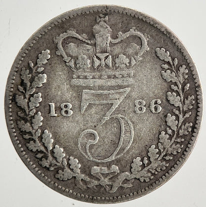 1886 Victoria Threepence Silver Coin | Fine Collectable Grade | a9560
