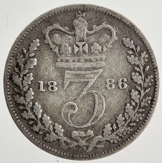 1886 Victoria Threepence Silver Coin | Fine Collectable Grade | a9560