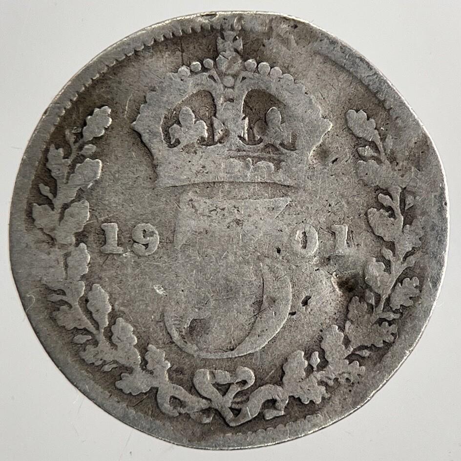 1901 Victoria Threepence Silver Coin | Collectable Grade | a9563