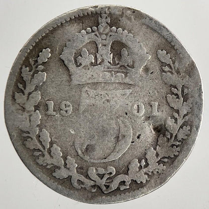 1901 Victoria Threepence Silver Coin | Collectable Grade | a9563