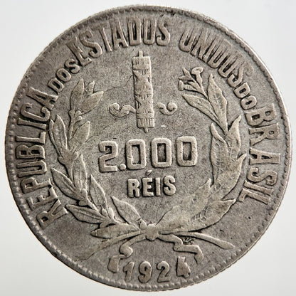 1924 Brazil 2 Reis Silver Coin | Collectable Grade