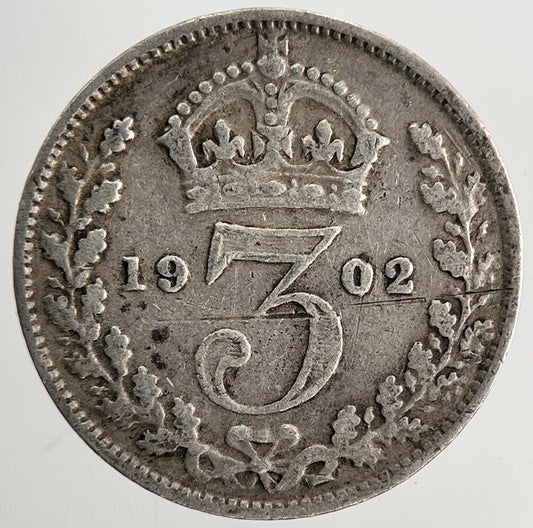 1902 Edward VII Threepence Silver Coin | Fine Collectable Grade | a9565