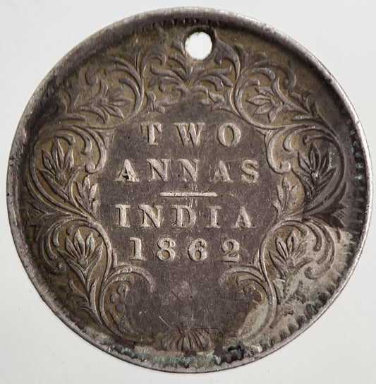 1862 India 2 Two Annas Silver Coin | Very High Grade | a5731