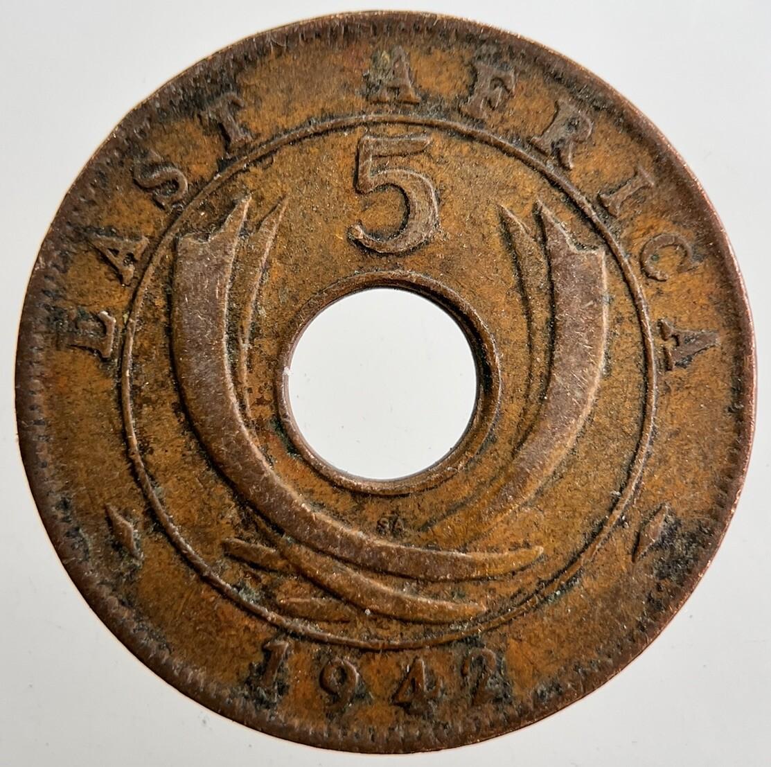 1942 East Africa 5 Cents Coin | Fine Collectable Grade