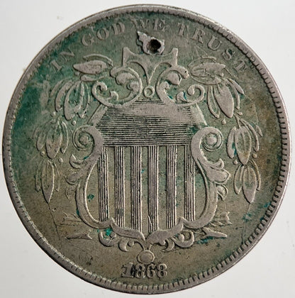 1868 US USA Shield Nickel 5 V Cent Coin | Fine Collectable Grade | a5710