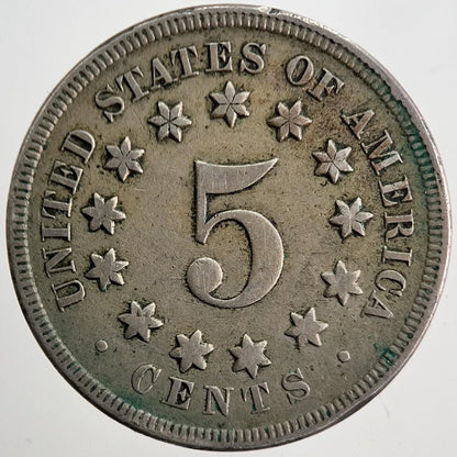 1868 US USA Shield Nickel 5 V Cent Coin | Fine Collectable Grade | a5710