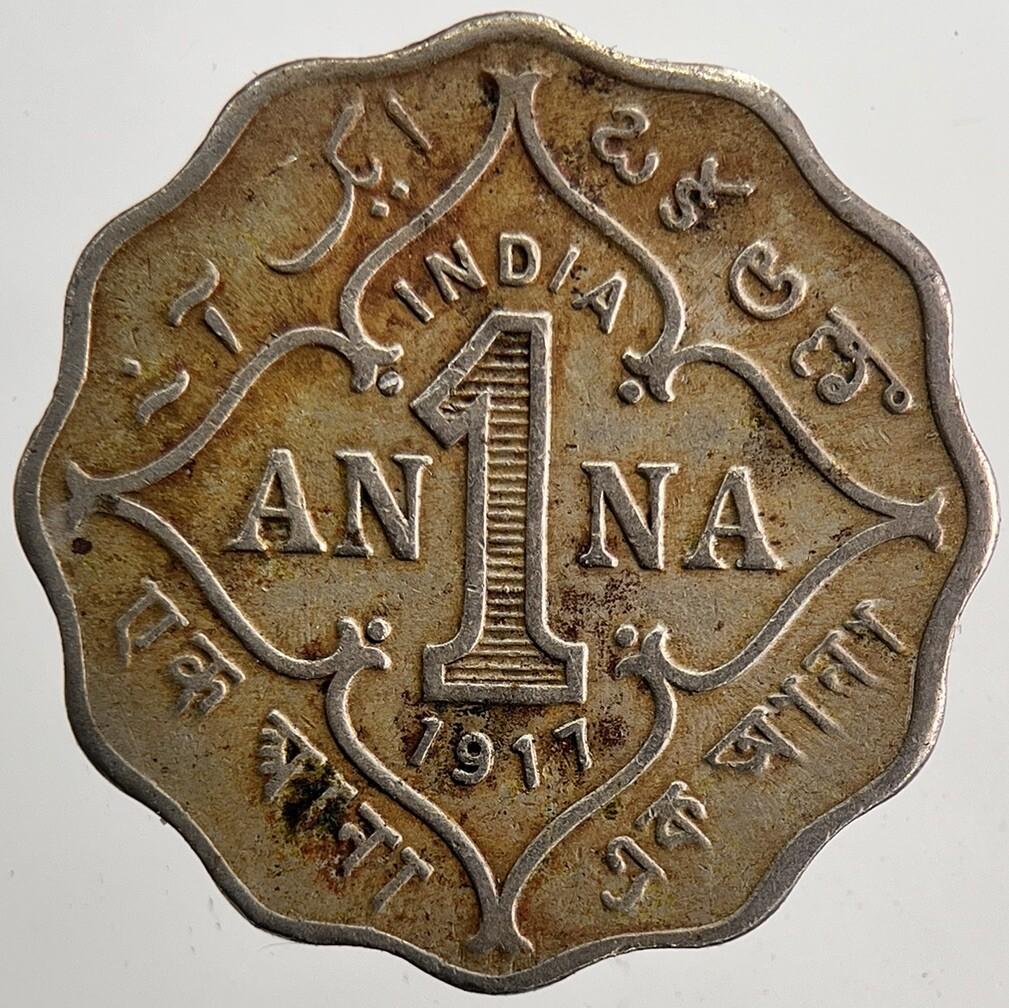 1917 India 1 One Anna Coin | Fine Collectable Grade | a5747