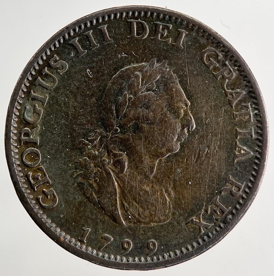 1799 George 3rd III Farthing Coin | Very High Grade | a9724