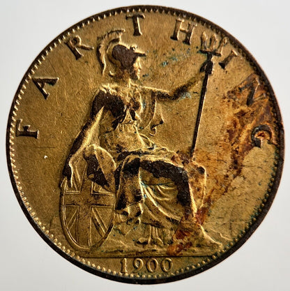 1900 Victoria British Gilded Farthing Coin | Fine Collectable Grade