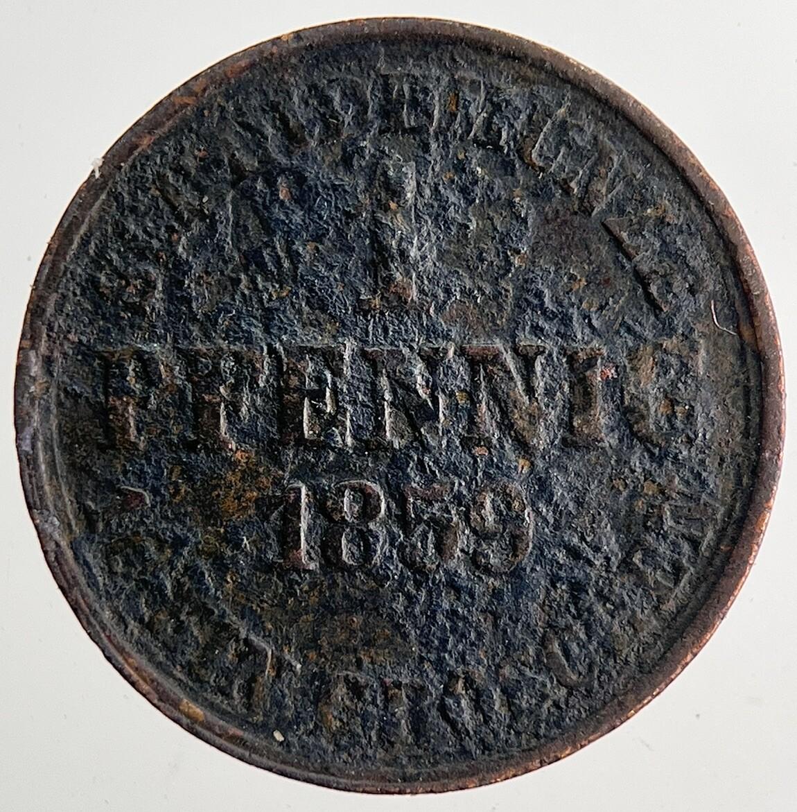 1859 Germany 1 Pfennig Coin | Collectable Grade | a9664