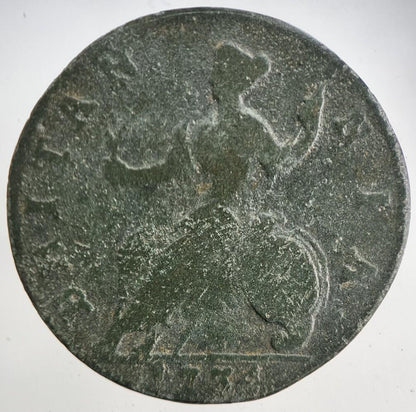 1734 George 2nd II Half-Penny British Coin | Collectable Grade | a5744