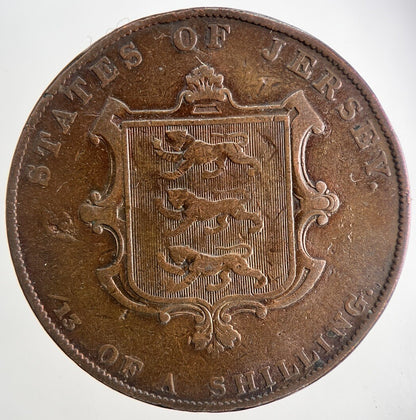 1841 Jersey 1/13 Shilling Penny Coin | Fine Collectable Grade | a9587