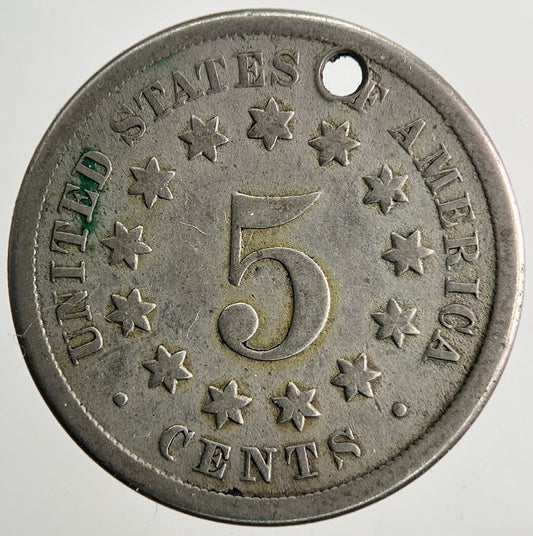 1868 US USA Shield 5 V Cents Coin | Fine Collectable Grade | a9519
